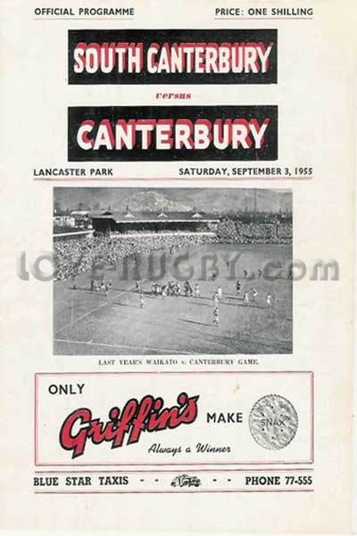 1955 Canterbury v South Canterbury  Rugby Programme
